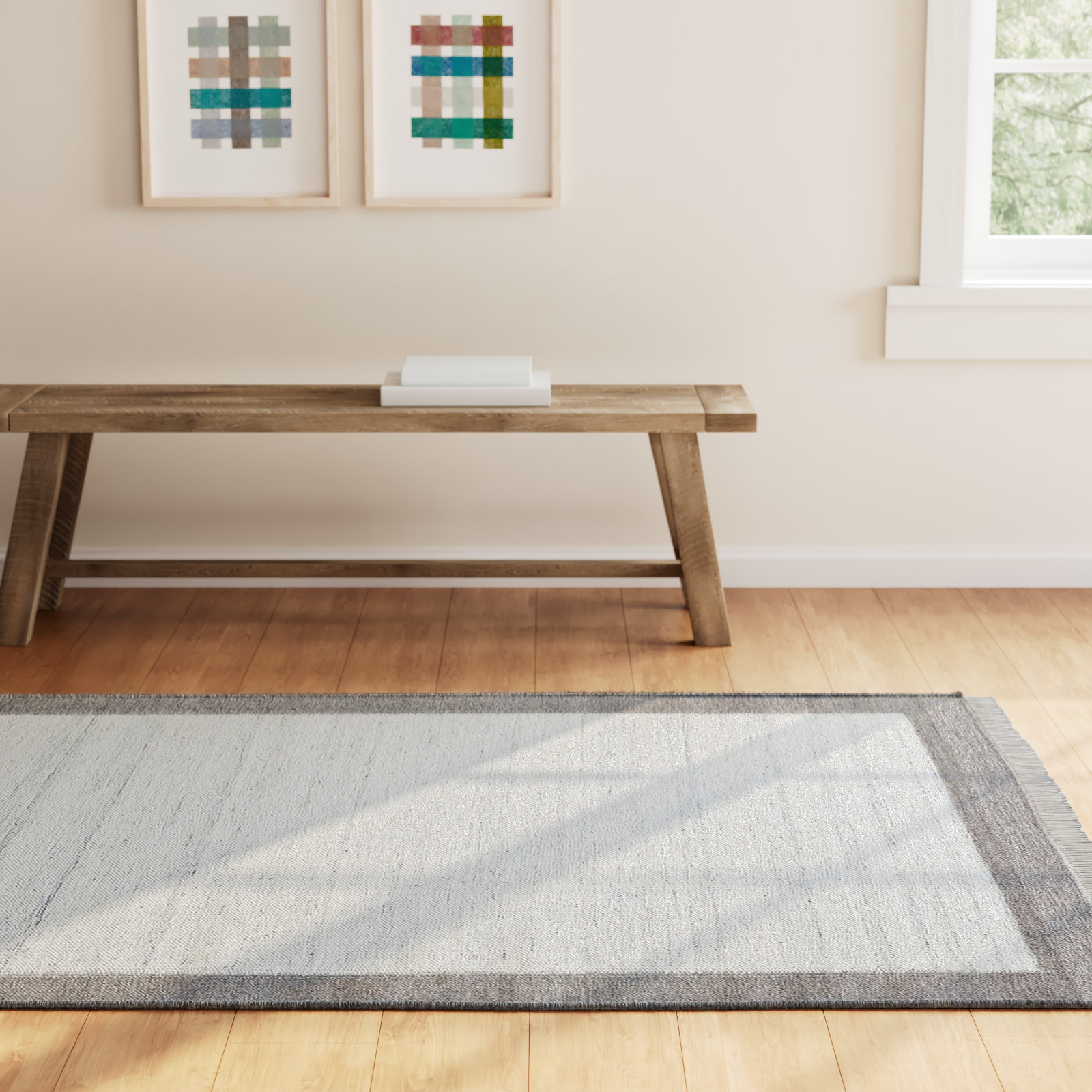 Kaylee Gray Ivory Hand-Tufted Wool Rug, Rectangle 7'9" x 9'9"