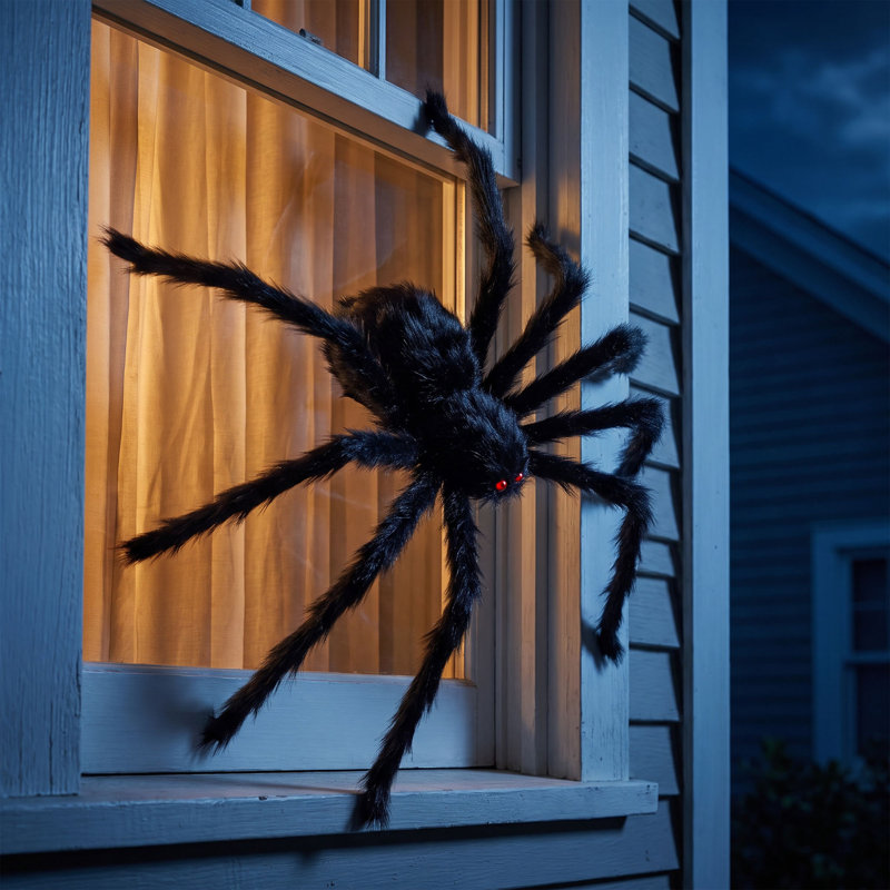 2 pièces d'araignées géantes effrayantes décoratives d'Halloween pour le jardin intérieur extérieur (59 po, 49 po)