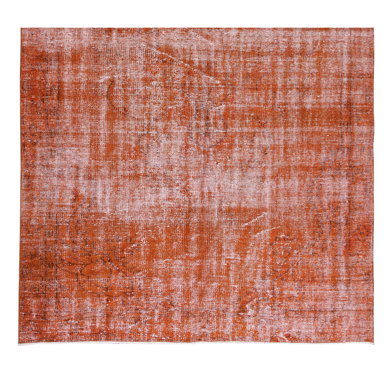 5.4x9.3 Ft Modern Orange Over-dyed Rug, Turkish Handmade Carpet