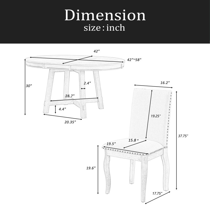 Ensemble de table de salle à manger 5 pièces Farmhouse, Espresso