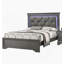 Tête de lit capitonnée en similicuir gris foncé avec grand lit 1pc et bois à texture unique gris foncé FB
