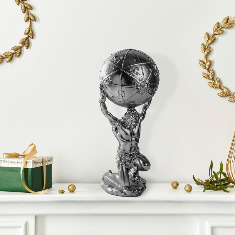 Hand-Painted Decorative Object, Silver Color, 5.1 x 12.2 x 5.1 inches | 100% Polyester, Unique Color Variations | Perfect for Home Décor, Elegant Accent Piece for Living Room & Office Spaces