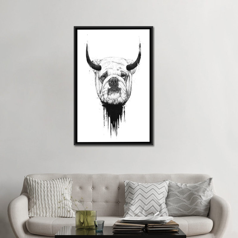 « bouledogue », reproduction d’art sur toile tendue balazs solti, H 48 po x l 32 po x P 1,5 po, Toile avec cadre noir
