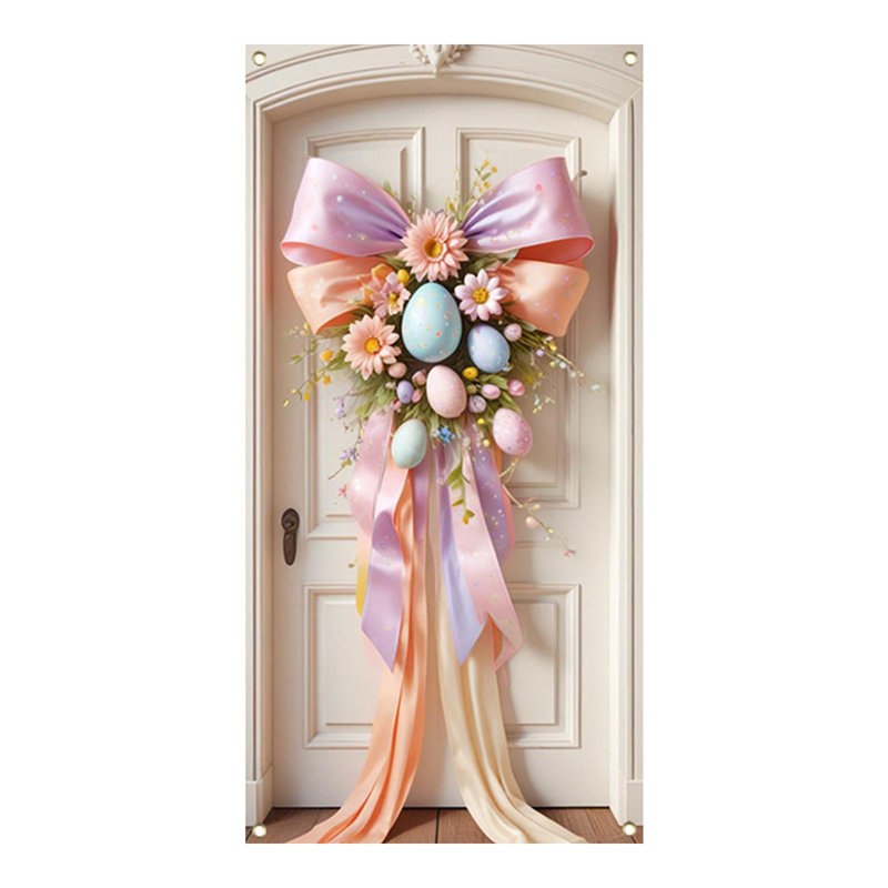 Kbndieu Easter Door Curtain Suitable for Large Party Supplies Room Garden Wall Decoration Holiday Decoration Background