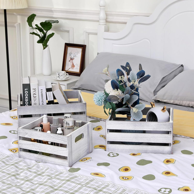 Storage Crates 3 Pcs Wooden Crates Decorative Boxes