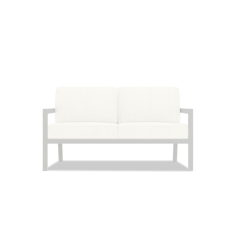 Vivant 56.25" Wide Outdoor Loveseat with Sunbrella® Cushions, Black, Canvas Natural Sunbrella® Canvas