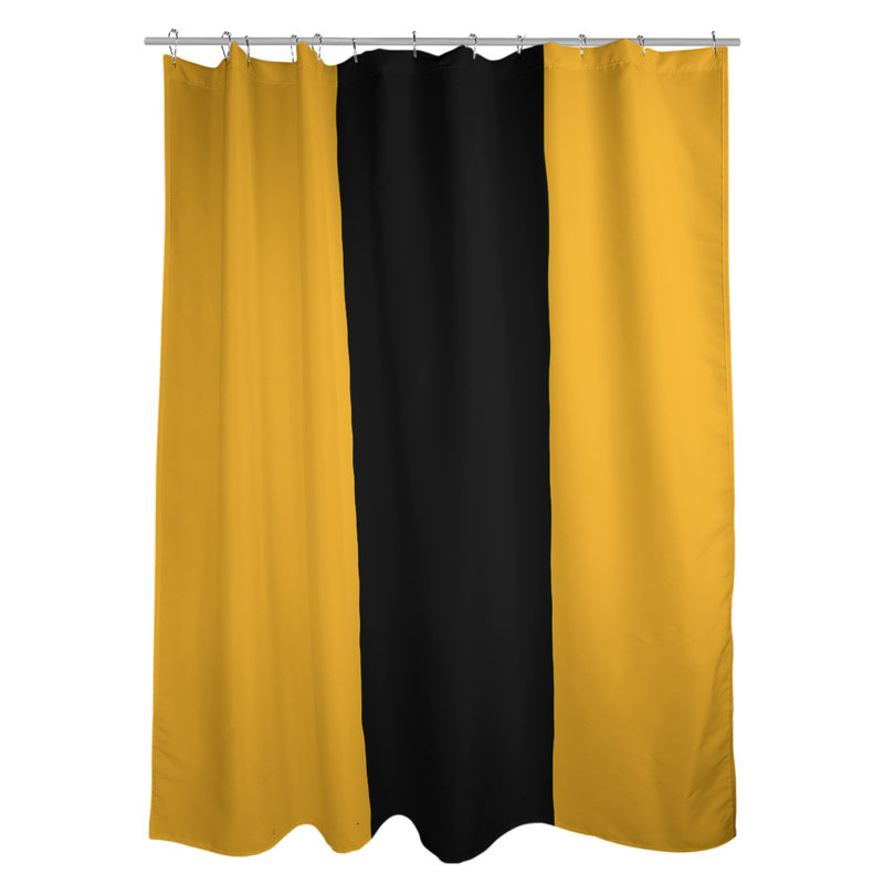 Rideau de douche à rayures - Polyester résistant à l'eau, accent noir jaune | Collection Boston, Jaune / noir / jaune, Non