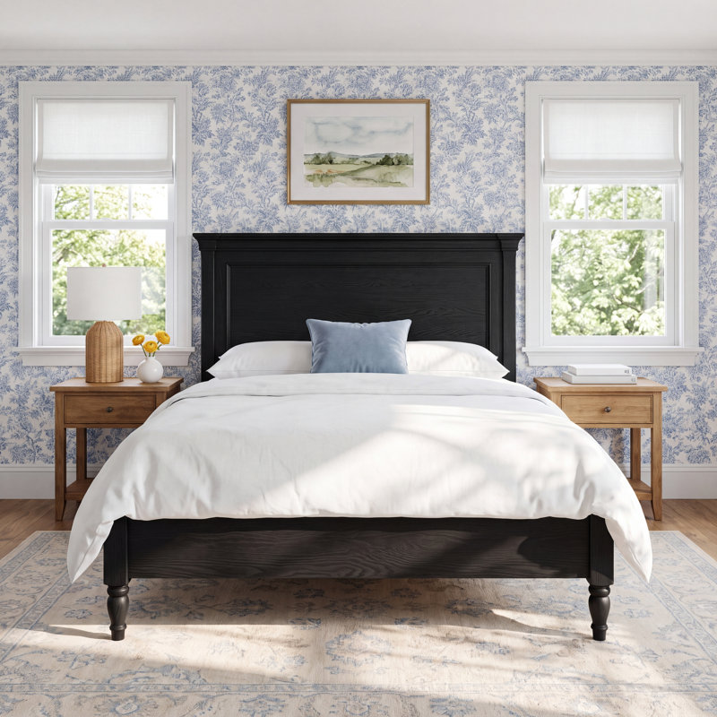 Susie Solid Wood Platform Bed, King, Toasted Oak