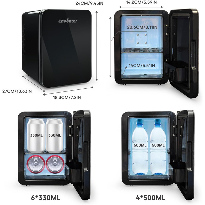 0.14 Cubic Feet Portable Countertop Mini Fridge With Cooling And Warming Modes White, Black