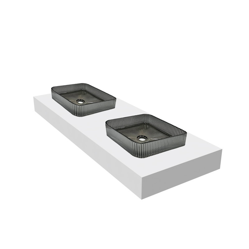 Lavabos vasques carrées décoratives noires en cristal 15 "avec base 60" Plaza, Noir