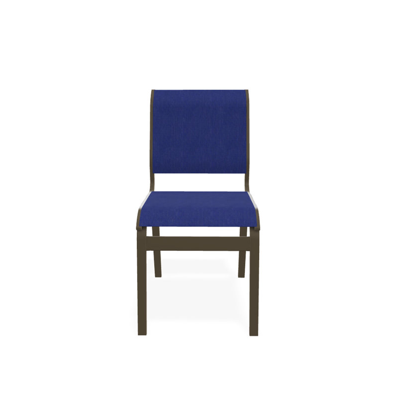 Chaise d'appoint de salle à manger Hiraku, Atlantis bleu royal Sunbrella®, Bois de plage texturé