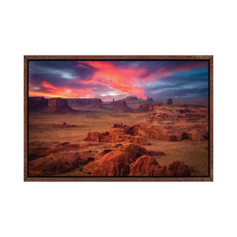 Hunts Mesa by Michael Zheng - Print on Canvas, Classic Brown Wood Floater Framed, 45.72cm H x 66.04cm W x 3.81cm D
