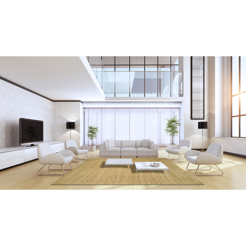 Tapis beige transitionnel en laine fait à la main Northome, Rectangle 9 pi x 12 pi