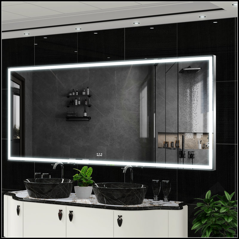 Extra Large LED Bathroom Mirror With 3 Color Options, Aluminum Framed Full Body Mirror For Versatile Hanging, 84X36 Inches