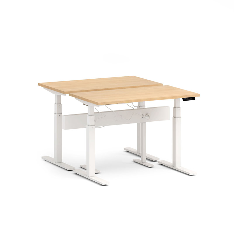 Bureau pour 2 perches Series L Series, H 50,5 po x l 58 po x P 47,25 po, Blanc / Natoak