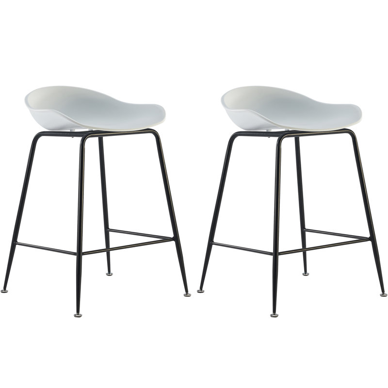 Set of 2 Bar Stools - 25" Seat Height Molded Plastic Stools with Metal Legs - Counter Height Stools for Indoor & Outdoor Use