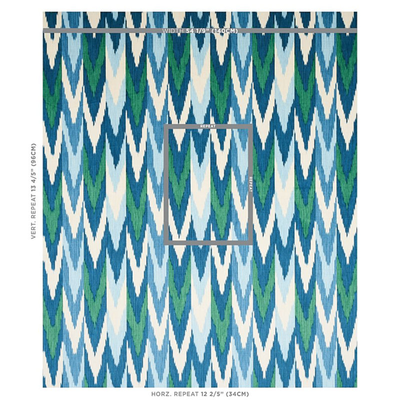 Kashgar Velvet Ikat Fabric, Peacock/Emerald