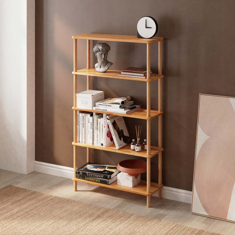Soho 4 Shelf Bookcase, Solid Wood Open Bookshelf for Living Room, Bedroom and Office, (4 Shelves)76" H x 51" W