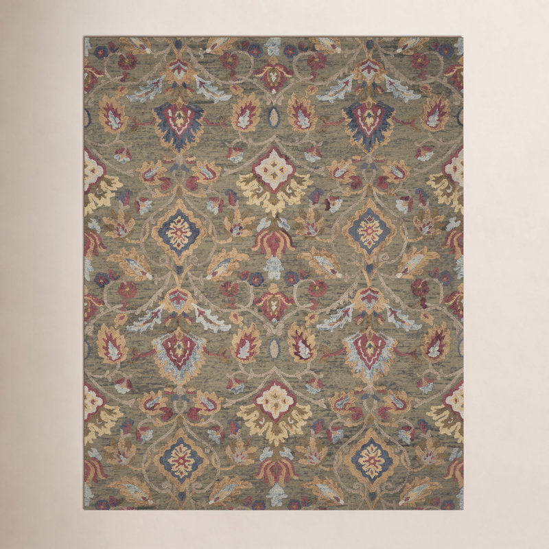 Tansy Wool Floral Indoor Rug, Rectangle 9' x 12'