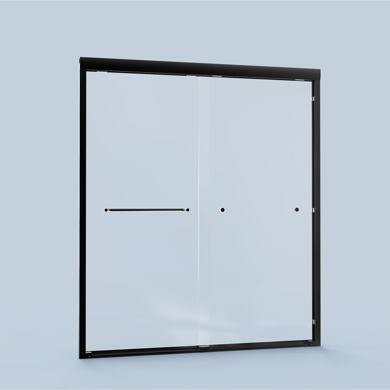 Double Bypass Shower Door, 56"-60"W*72"H, 1/4" Thick Glass, Matte Black, Stylish Bathroom Feature 56"-60" Sliding 72" H, Tempered Waterproof Entrance