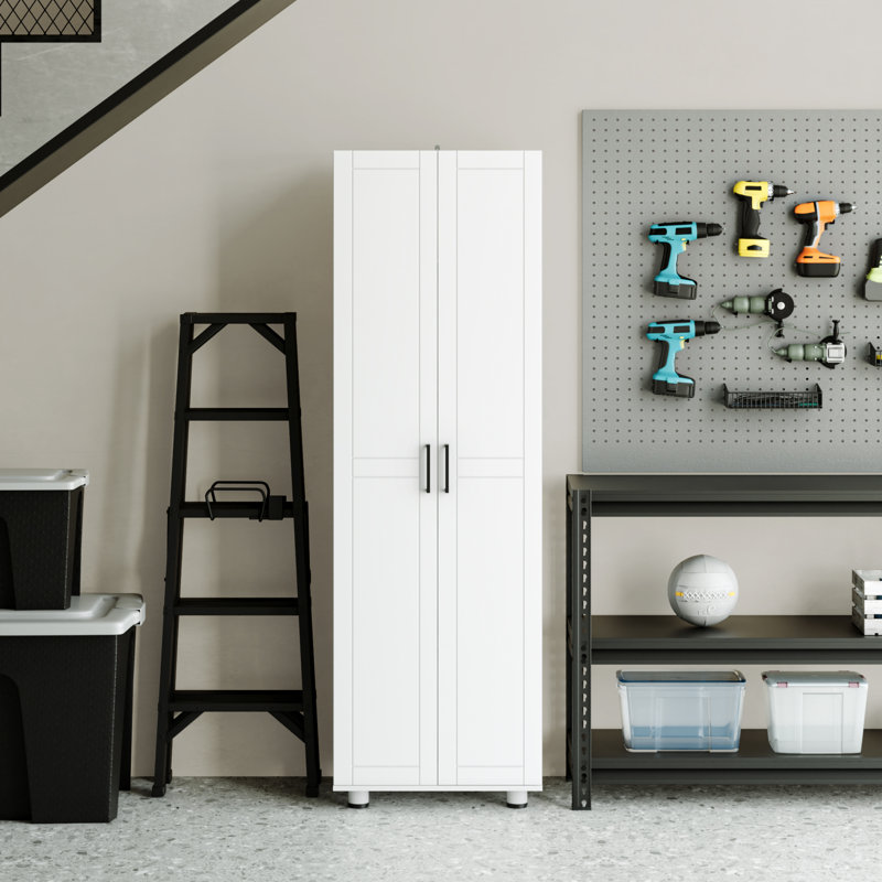 Modern Minimalist 2-Door Storage Pantry  Cabinet with Adjustable Shelves, 1