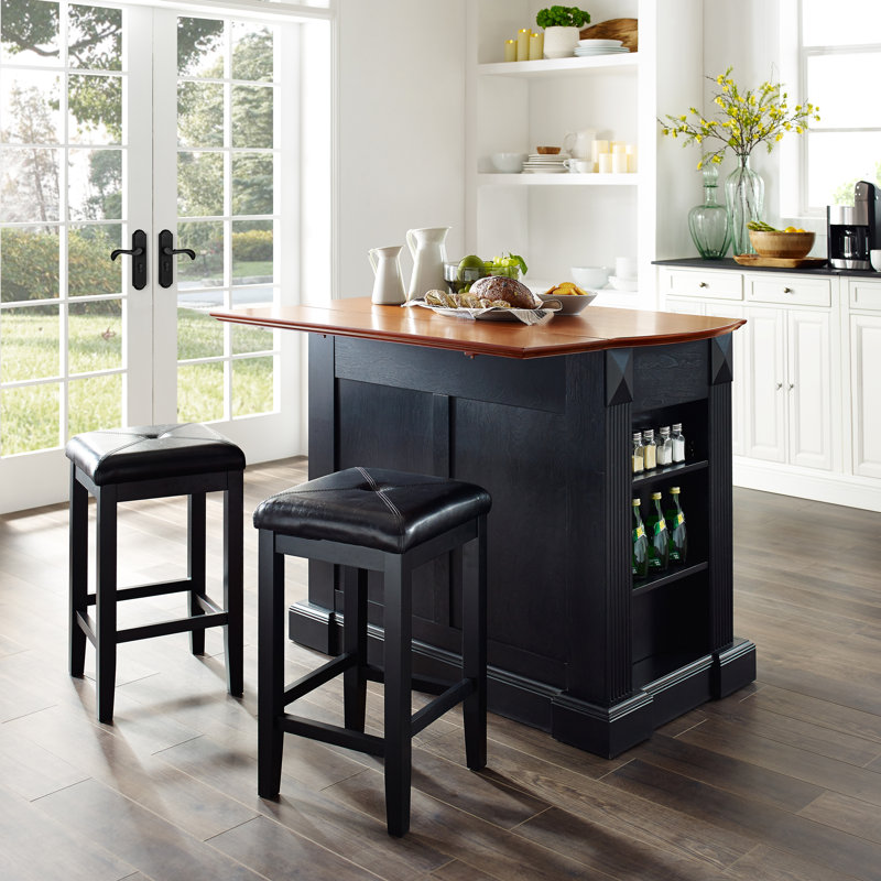 Diamondback Wood Kitchen Island, Black