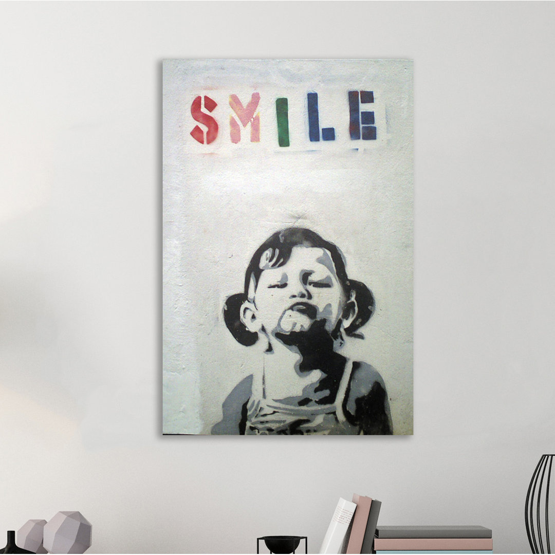 Smile by Banksy - Wrapped Canvas Print