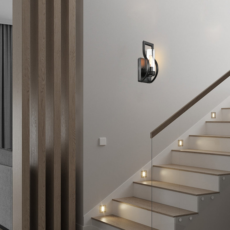 Aliiyah 1 - Light Wall Sconce with Clear Glass Shade and Curved Frame