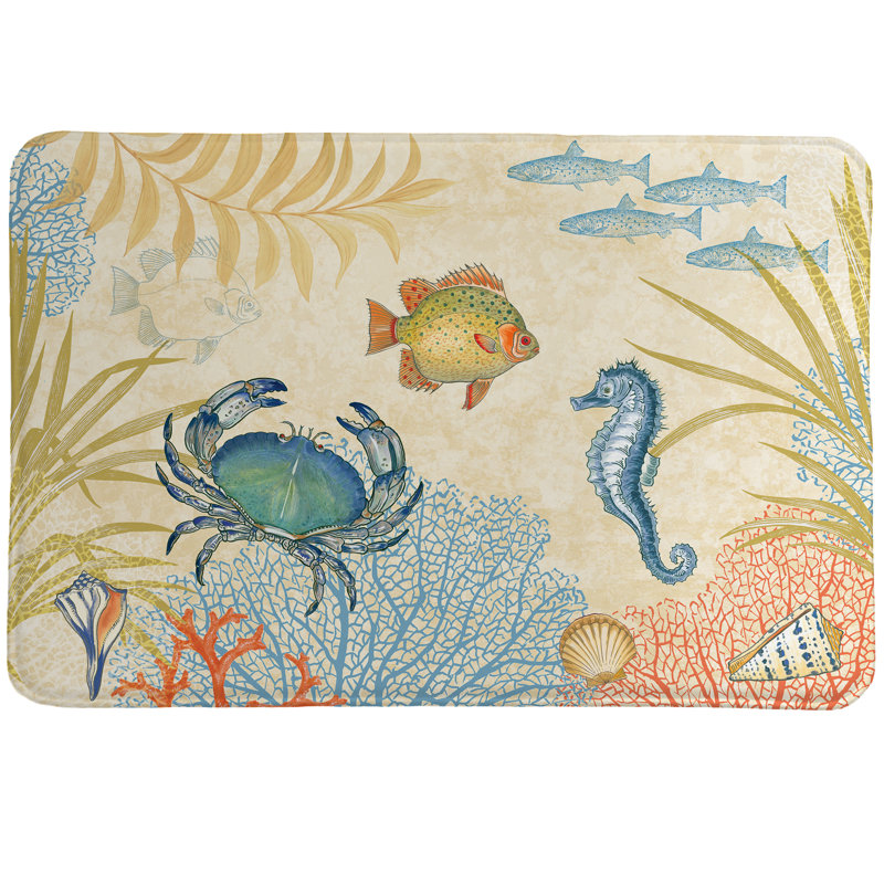 Oceana Coastal Multicolor Memory Foam Bath Rug