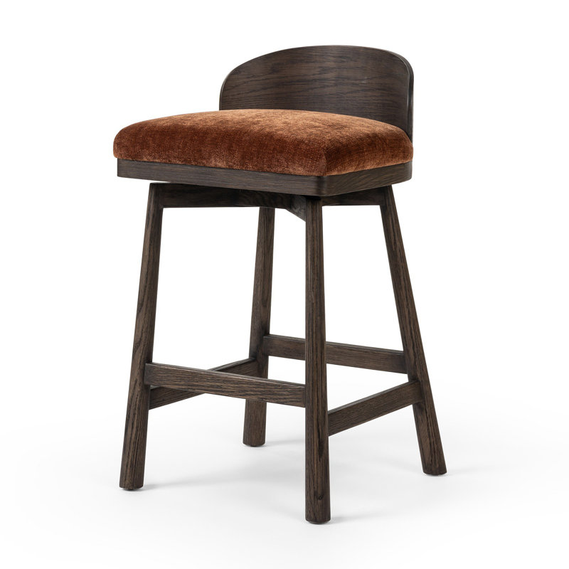 Cloris Swivel Stool-Altair Sienna-Counter & Bar, Counter Stool (26.97" Seat Height), Altair Sienna Polyester, Warm Oak