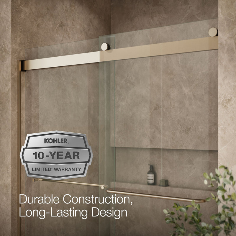 Levity 59.63" x 74" Bypass Shower Door with CleanCoat® Technology, Anodized Brushed Bronze, Crystal Clear