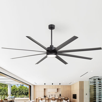 Jamii-Leigh 65/72/84 inch Large Indoor/Covered Outdoor Modern Ceiling Fan with Led Lights and Remote, 6-Speed, Reversible Quiet DC Motor, Timer, 8-ABS-Blade