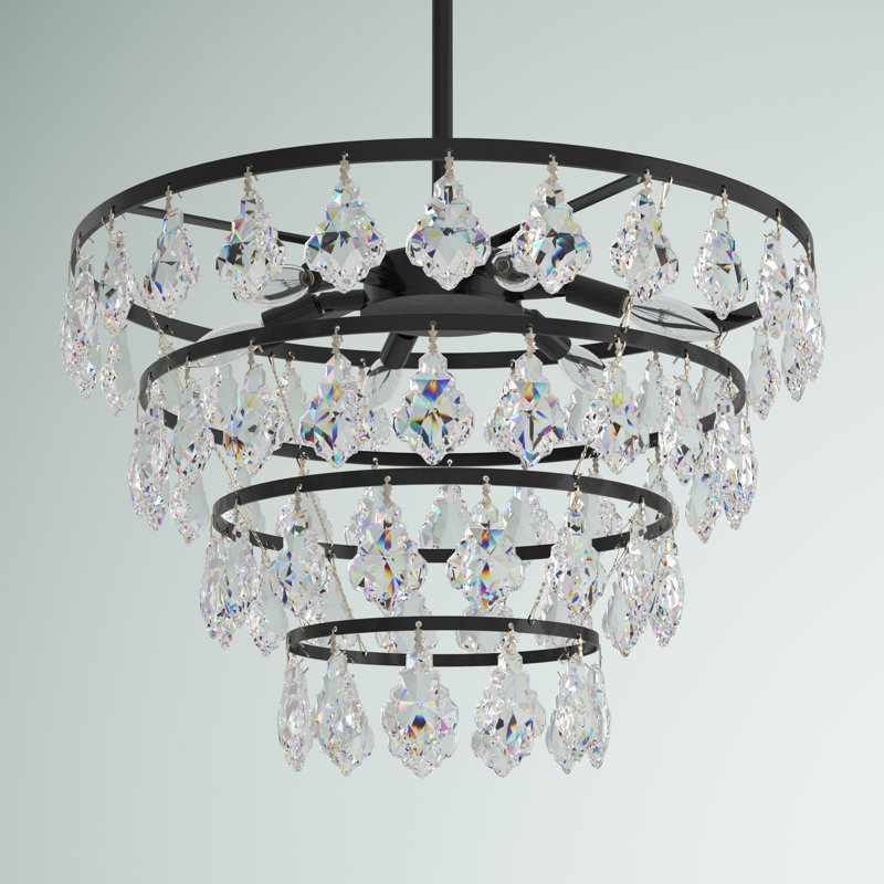 Marina Dimmable Tiered Chandelier, Black, 58" H x 20" W x 20" D