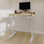 Bureau d'étude réglable adapté aux enfants et aux adultes, bureau à domicile multifonctionnel réglable en hauteur, design compact, dimensions du bureau: 60 cm x 80 cm, cadre blanc avec tablette en bois naturel-7265394-7265391