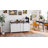 Farmhouse Sideboard Buffet Cabinet With Storage, 60" Kitchen Cabinet With 2 Sliding Barn Doors, 4 Drawers And 2 Adjustable Shelves, Rustic Coffee Bar Cabinet, Distressed Cream White