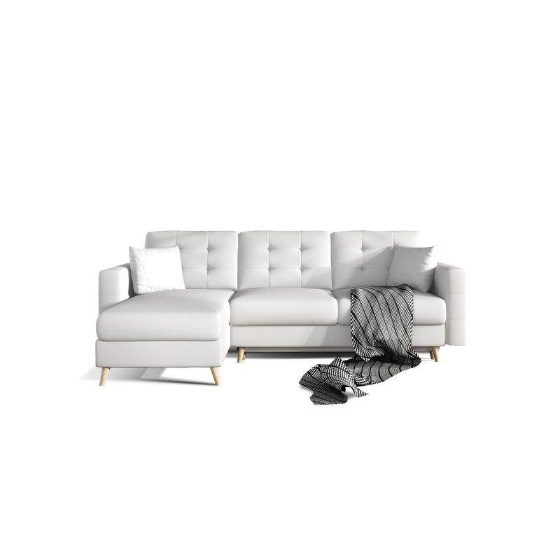 Darden 3 Seater Faux Leather Sofa Bed, White