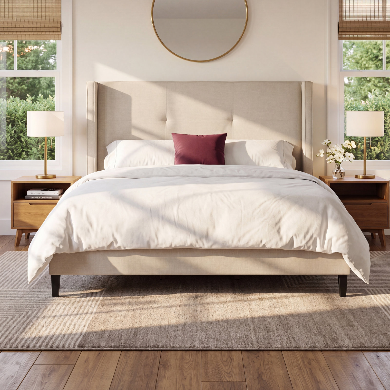 Cognac Wingback Bed, King