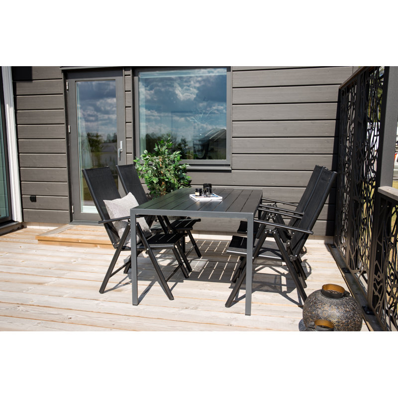 Hiran Stacking Patio Dining Armchair with Cushion, Black