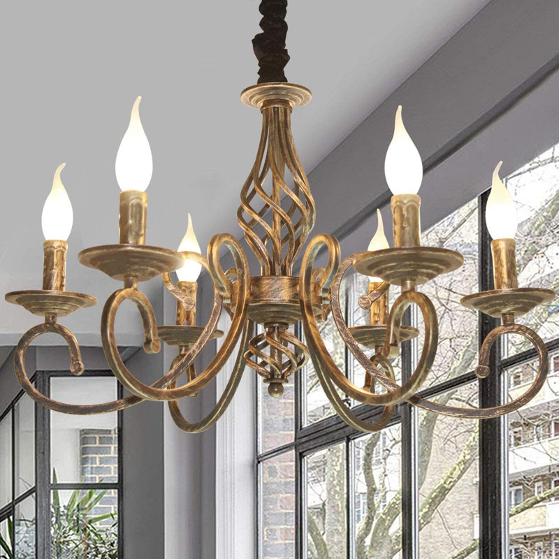 Pelchat 6 - Light Candle Style Chandelier, Rustic Bronze
