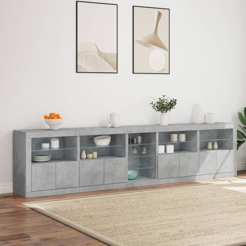 Mashari 283cm Sideboard, Concrete Grey