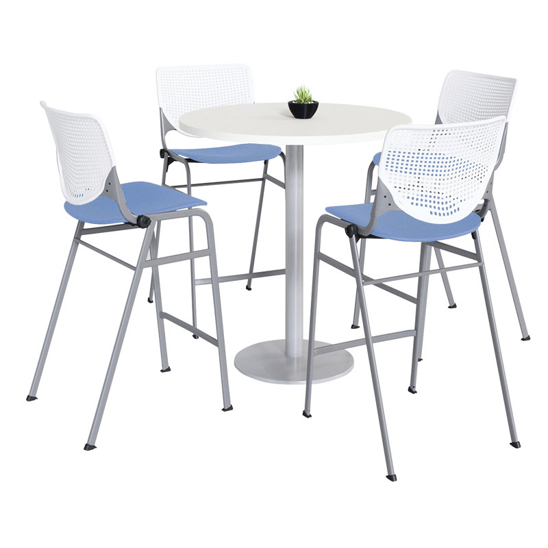 Mode - KOOL Ensembles de table ronde et de chaises pour salle de pause, H 41 po x L 36 po x l 36 po, Jaune, Blanc