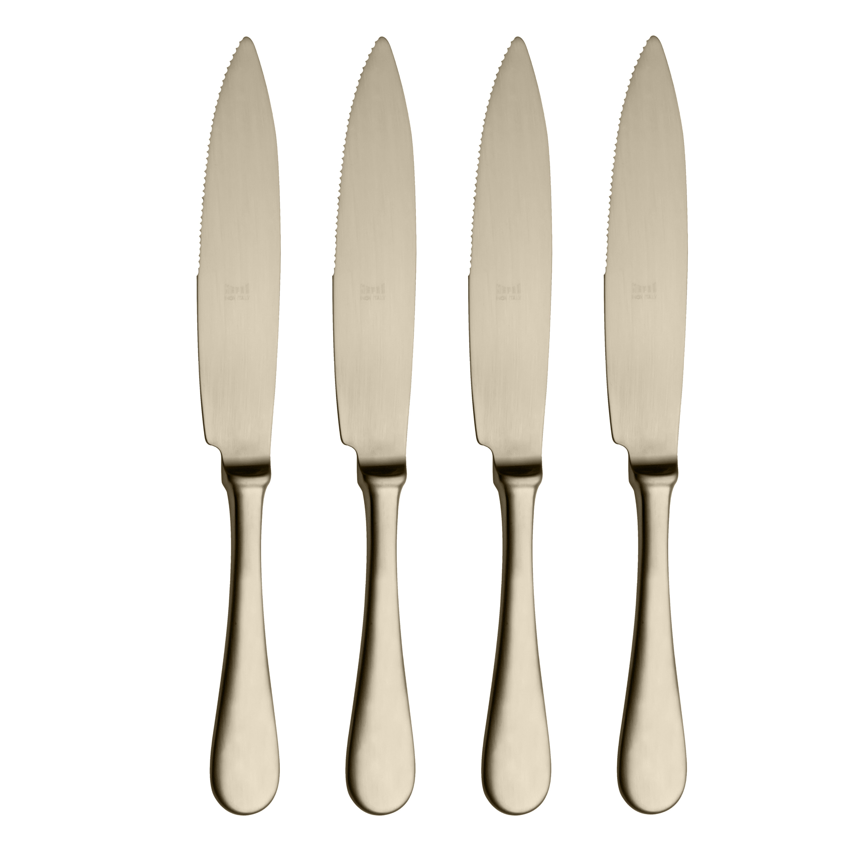 Steak Knives Set, Serrated Sharp Blade, Hammered Pattern Hollow