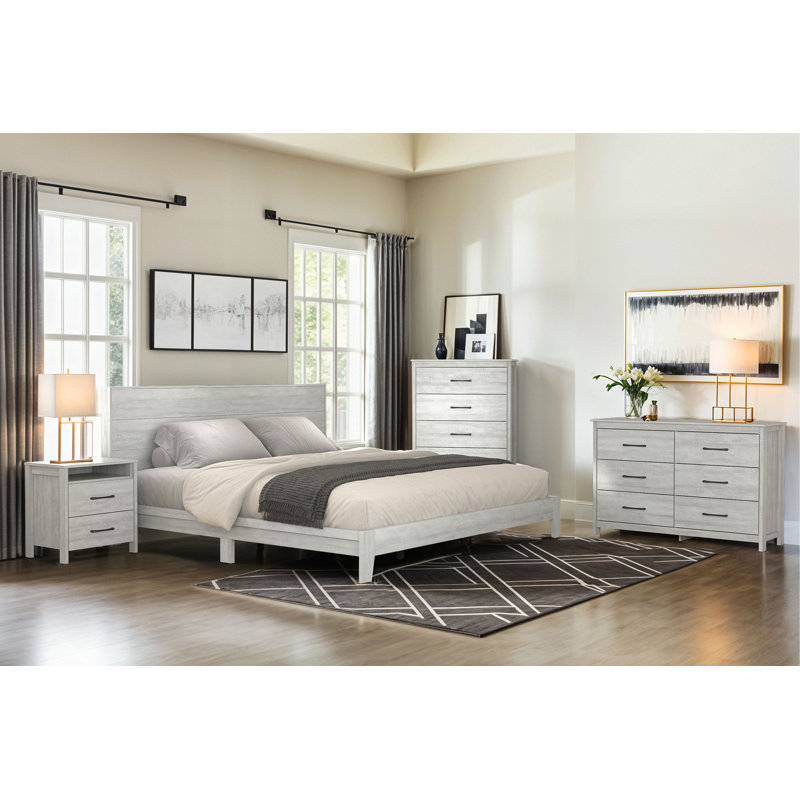 Marlieke 5 Piece Bedroom Set, King, Dusty Gray Oak