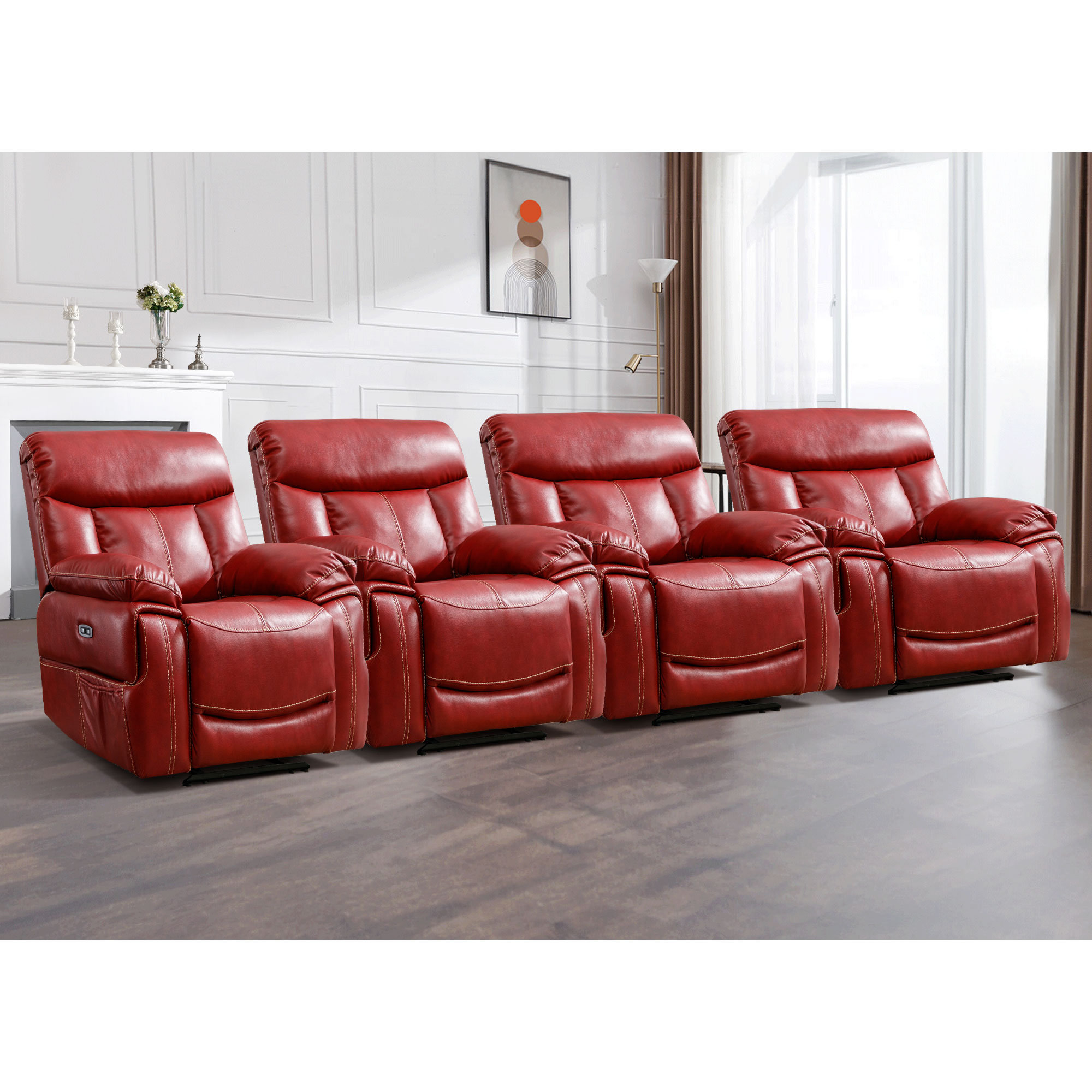 Red leather deals power recliner