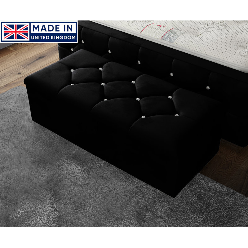 Alax 102cm Wide Rectangle Geometric Standard Ottoman with Storage, Black