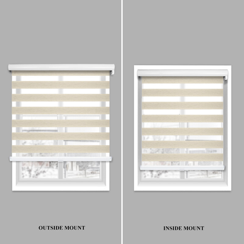 Custom Cordless Zebra Roller Shades – Premium Dual Layer Sheer and Solid Fabric Stripes - Light Filtering and Room Darkening