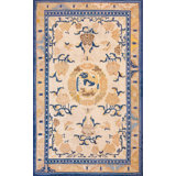 Artistic Foo Dog Pattern Antique Ivory Chinese 18th Century Ningxia Rug