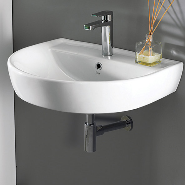 CeraStyle By Nameeks Bella 19.5'' White Ceramic U-Shaped Bathroom Sink with Overflow, Single Hole