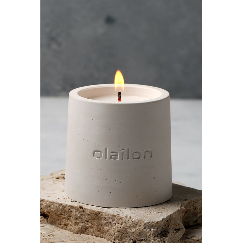 Elegant White Concrete Candle, Vanilla & Rose Essence, 3.3 in Diameter x 3.1 in Height | 100% Paraffin & Soya Blend | Perfect for Home Décor & Relaxation, Long-Lasting Fragrance & Stylish Design
