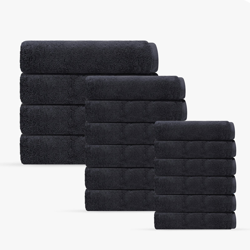 Ensemble de serviettes turques Mac 16 pièces, Gris anthracite